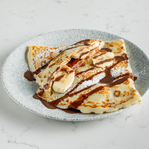 Pancake with banana and chocolate